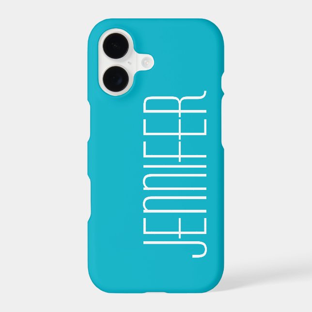 Turquoise Aqua w/White Jumbo Name Personalized Case-Mate iPhone Case (Back)