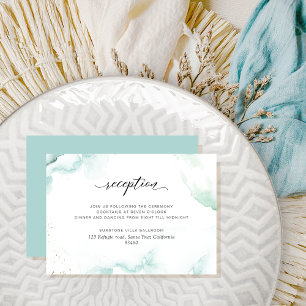 Turquoise Aqua Watercolor Reception Enclosure Card
