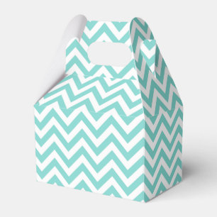Turquoise Aqua White Large Chevron ZigZag Pattern Favor Boxes