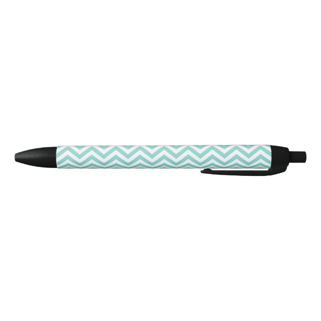 Turquoise Aqua White Large Chevron ZigZag Pattern Pen (Bottom)