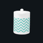 Turquoise Aqua White Large Chevron ZigZag Pattern Teapot<br><div class="desc">Turquoise / Aqua / Robin Egg Blue and White Large Chevron ZigZag Pattern You can also customize this with your own images and text to create your own unique one-of-a-kind design. If you would like this pattern in other colors, just drop us an email. Please note that this is a...</div>