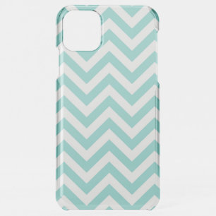 Turquoise Aqua White Large Chevron ZigZag Pattern iPhone 11 Pro Max Case