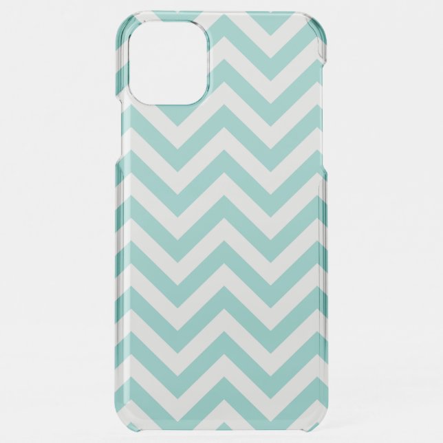 Turquoise Aqua White Large Chevron ZigZag Pattern Uncommon iPhone Case (Back)