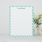 Turquoise Aqua Wht Moroccan Quatrefoil Pattern #5 (Standing Front)