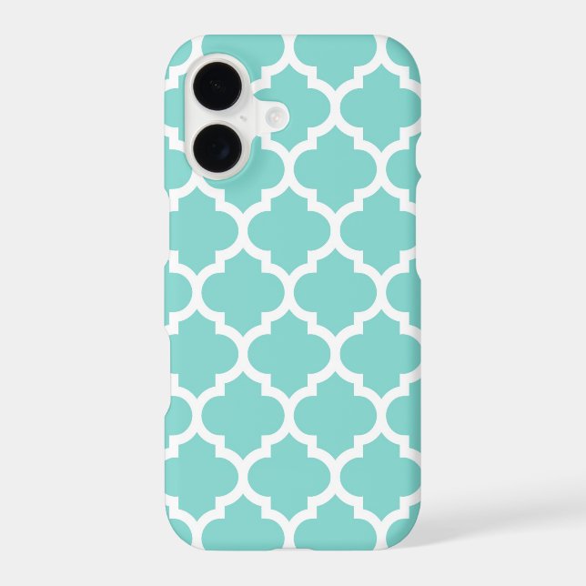 Turquoise Aqua Wht Moroccan Quatrefoil Pattern #5 Case-Mate iPhone Case (Back)