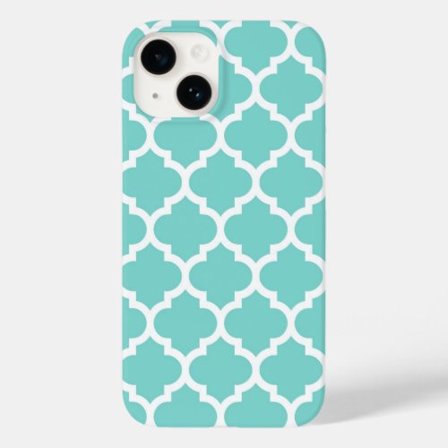 Turquoise Aqua Wht Moroccan Quatrefoil Pattern 5 Case_Mate iPhone 14 Case