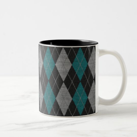 Turquoise Argyle Coffee Mug
