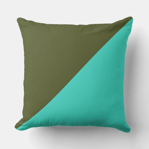 Turquoise  Army green Solid Color Background Throw Pillow