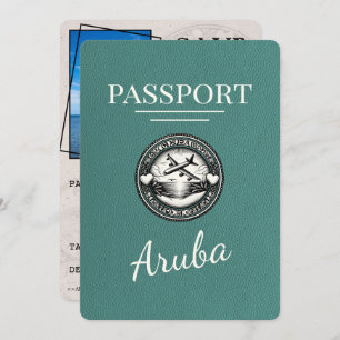Turquoise Aruba Passport Save The Date