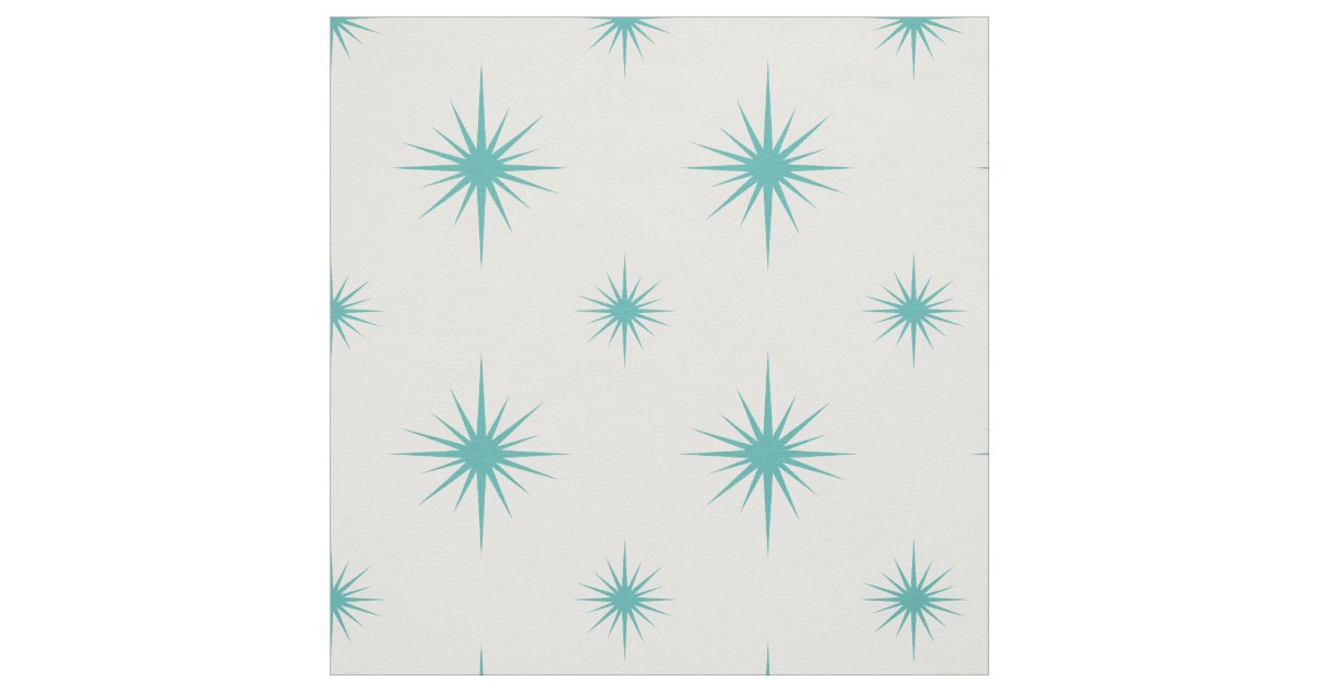 Turquoise Atomic Starburst Mid Century Pattern Fabric Zazzle 