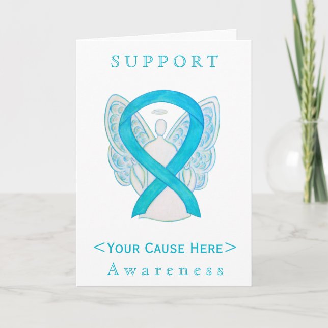 Turquoise Awareness Ribbon Angel Customized Card (Front)