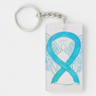 Turquoise Awareness Ribbon Angel Key chain