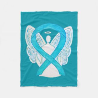 Turquoise Awareness Ribbon Angel Soft Blanket