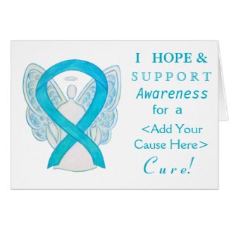 Turquoise Awareness Ribbon Custom Angel Cards