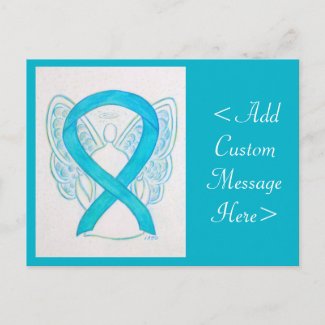 Turquoise Awareness Ribbon Custom Angel Postcard