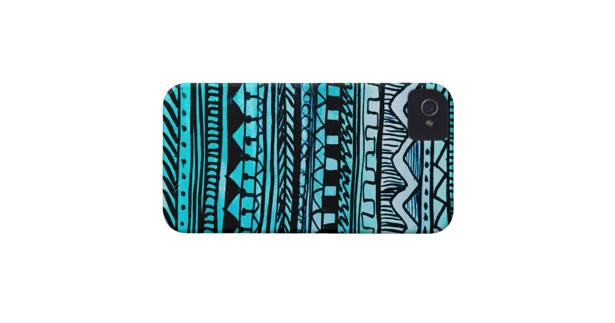 Turquoise Aztec Pattern 2 Case-Mate iPhone 4 Case | Zazzle