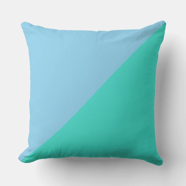Turquoise & Baby blue Solid Color Throw Pillow (Front)