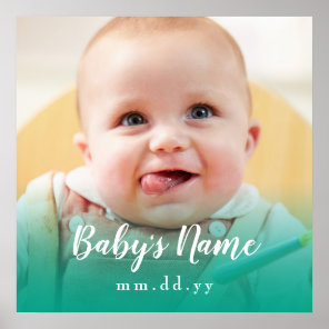 Turquoise Baby Photo (Personalize Text & Photo) Poster
