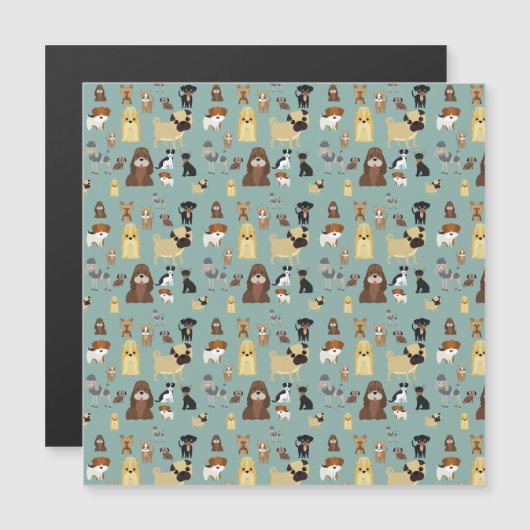 turquoise background dogs pattern (Front/Back)