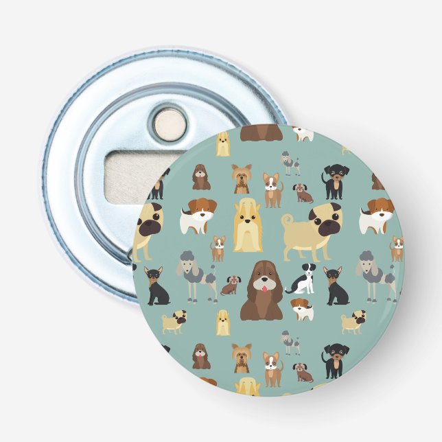 turquoise background dogs pattern bottle opener (Front)