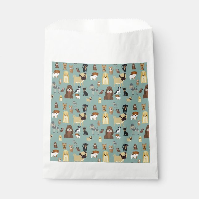 turquoise background dogs pattern favor bag (Front)