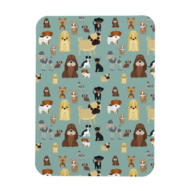 turquoise background dogs pattern magnet (Vertical)
