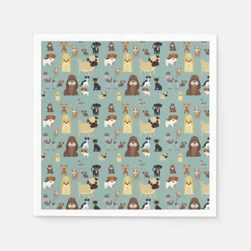 turquoise background dogs pattern napkins