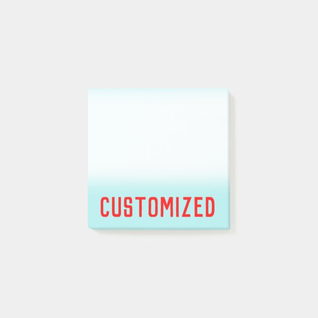 Turquoise Background & Red Bold Personalized Name Post-it Notes (Front)