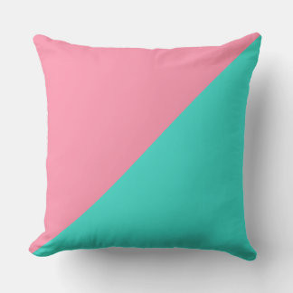 Turquoise & Baker-Miller pink Solid Color Throw Pillow