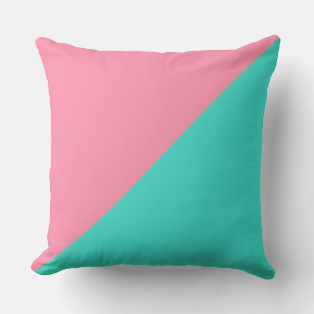 Turquoise & Baker-Miller pink Solid Color Throw Pillow (Front)
