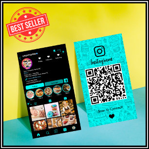 Turquoise Bakery Instagram Chef QR Code Business Card