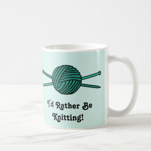 Turquoise Ball of Yarn & Knitting Needles Coffee Mug