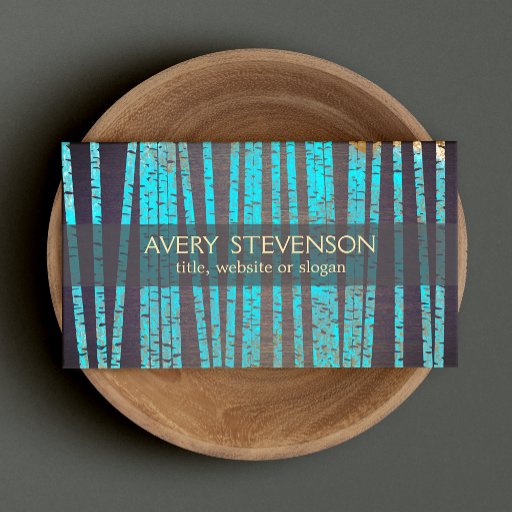 Customizable Turquoise Blue Bamboo Nature Health Spa Wood Business Card