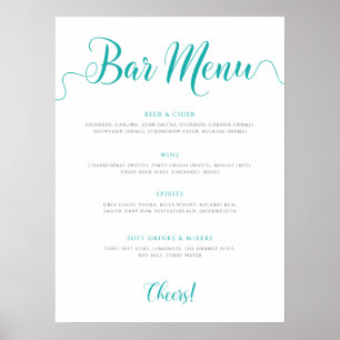 Turquoise Bar Menu Wedding Drinks List Poster