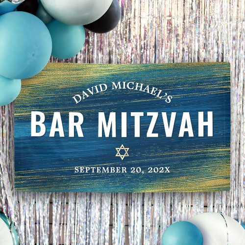 Turquoise Bar Mitzvah Gold Bold Modern Typography 