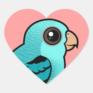 Turquoise Barred Parakeet Heart Sticker