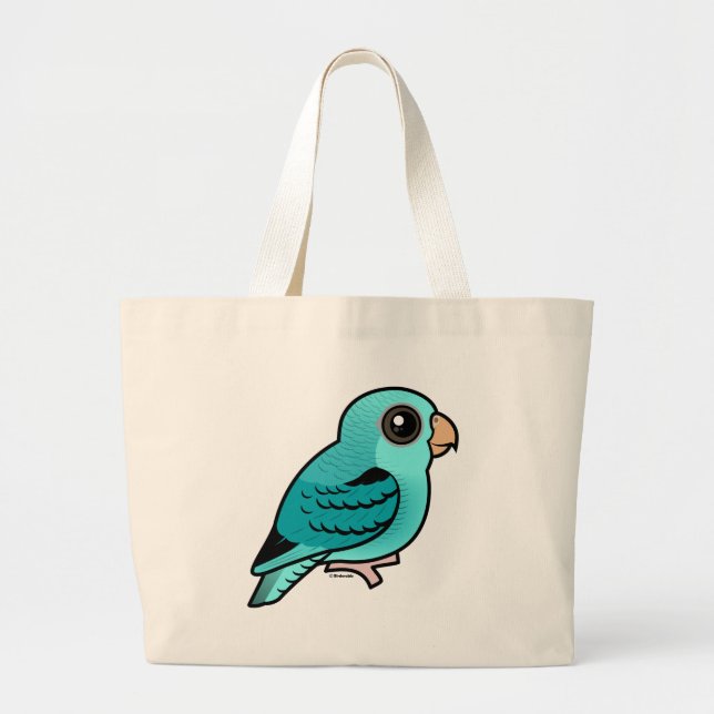 Turquoise Barred Parakeet Large Tote Bag (Front)