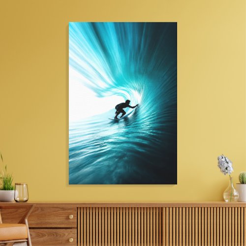 Turquoise Barrel Wave | Minimalist Surf Canvas Print