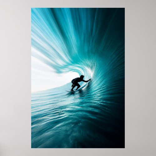 Turquoise Barrel Wave | Minimalist Surf Poster