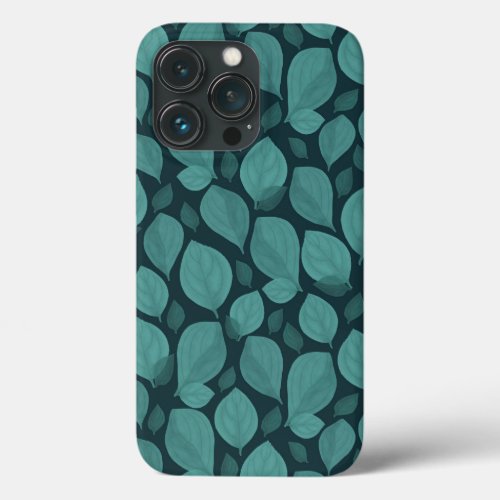 Turquoise Basil Leaves Herb Plant Pattern  iPhone 13 Pro Case