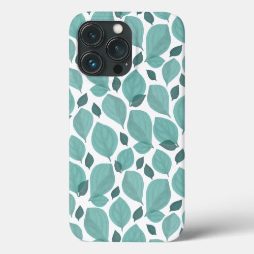 Turquoise Basil Leaves Herb Plant Pattern  iPhone 13 Pro Case