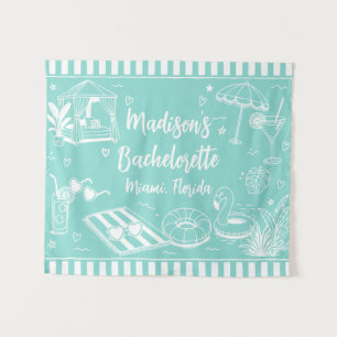Turquoise Beach Bachelorette Party Personalized Tapestry