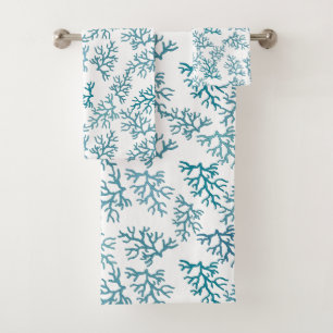 Turquoise Beach Coral Reefs Patterns  Bath Towel Set