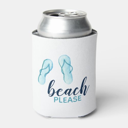 Turquoise Beach Please Flip Flips Personalized Can Cooler