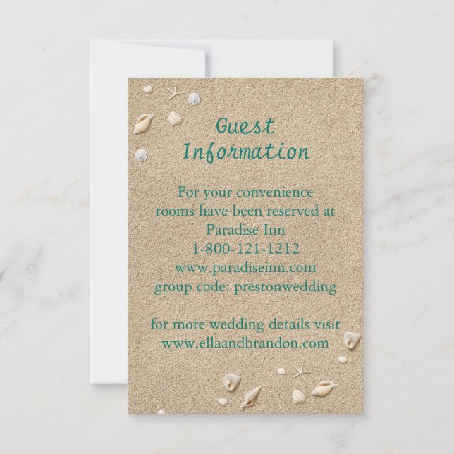 Turquoise Beach Sandy Toes Salty Kisses Enclosure Invitation (Front)