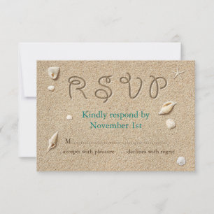 Turquoise Beach Sandy Toes Salty Kisses RSVP Card