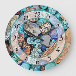 Turquoise Beach Stones Faux Stone Gem Clock
