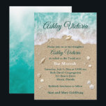 Turquoise Beach Waves Bat Mitzvah Invitation<br><div class="desc">The beach inspired Bat Mitzvah Invitation is on a background of turquoise blue water, beach sand, seashells, starfish and sand dollars. The back of this invitation is further decorated with turquoise ocean waves. It is part of the Turquoise Beach Waves Bat Mitzvah Collection. If additional coordinating items are needed, just...</div>
