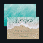 Turquoise Beach Waves Bat Mitzvah RSVP Card<br><div class="desc">This is a fun and tropical RSVP on a background of turquoise ocean waves and beach sand, accented with seashells and starfish, that coordinates perfectly with the Turquoise Beach Waves Bat Mitzvah Invitation. The back of this Response Card is further decorated with more turquoise ocean waves. This invitation is shown...</div>