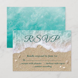 Turquoise Beach Waves Bat Mitzvah RSVP Card